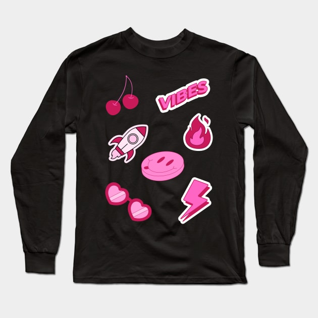 Retro stickers Long Sleeve T-Shirt by disturbingwonderland